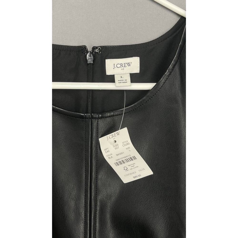 J Crew Vegan Faux Leather Shell Top Tank Sz L Black Sleeveless 90s Moto Edgy NWT - Picture 5 of 9